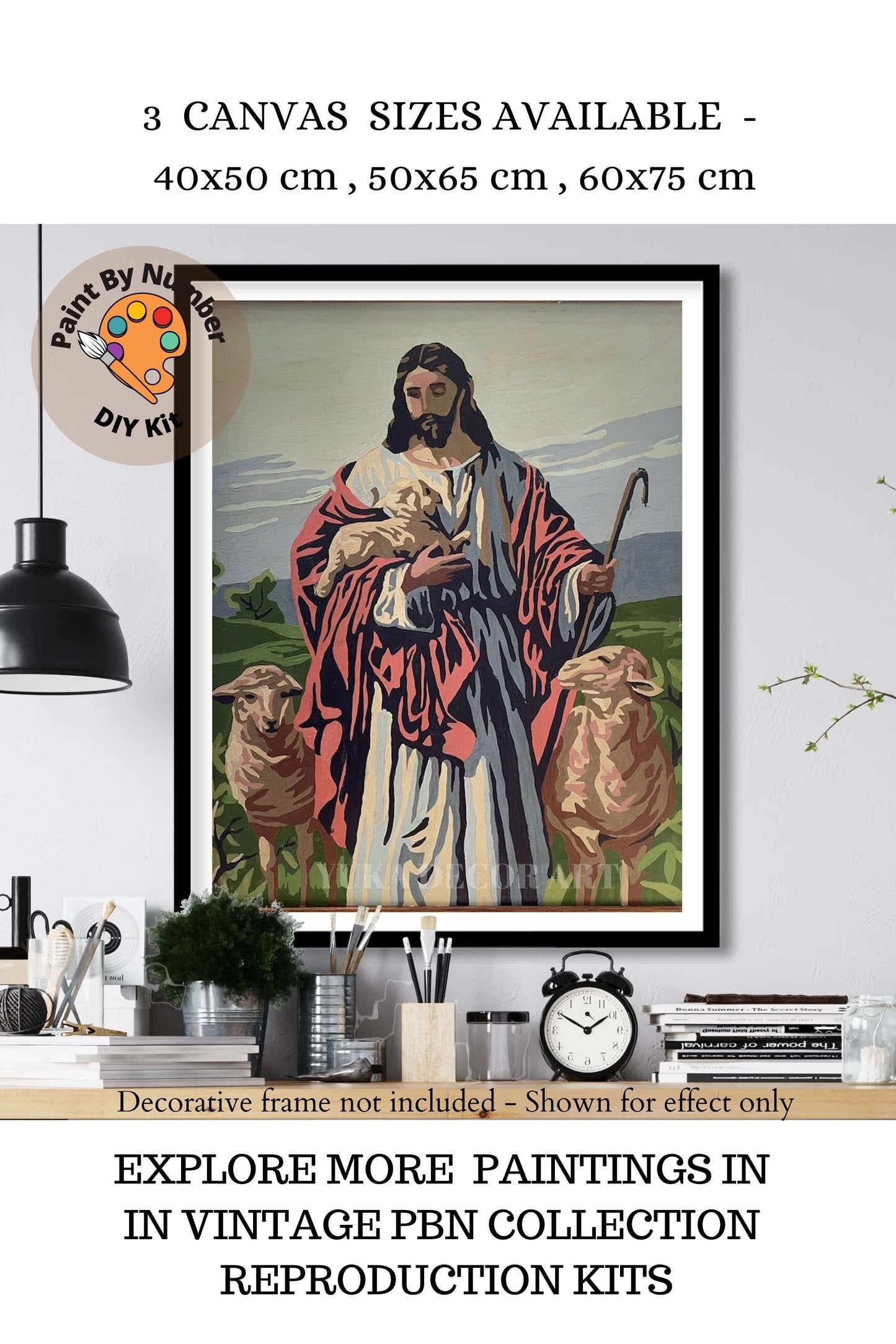 Jesus Christ PAINT by NUMBER Kit for Adults , Shepherd King God ,Easy DIY Beginners Paint Kit ,Gallery Wall Art Decor Gift