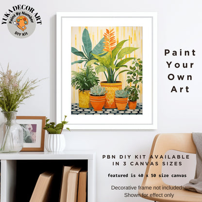 Boho Minimalist PAINT by NUMBERS Diy Kit Adult Midcentury Plants Art Easy Beginner DIY Painting Kit Gift Mom Dad Girlfriend