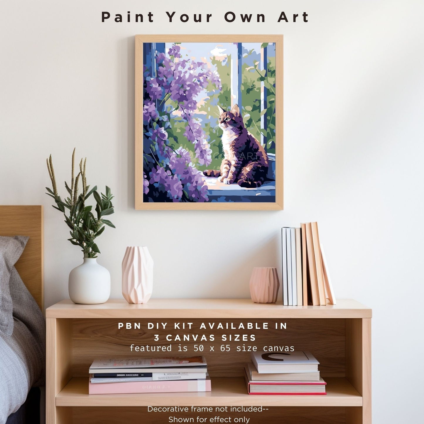 PAINT by NUMBERS Kit  Adults Cat In Window Flower Garden Easy Beginners Pastel Colors DIY Paint Kit Wall Art Gift For Mom