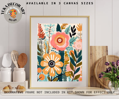 Boho Flower PAINT by NUMBER Kit for Adults Spring Flowers Painting Easy Beginners Acrylic DIY Kit Wall Art Gift Girlfriend