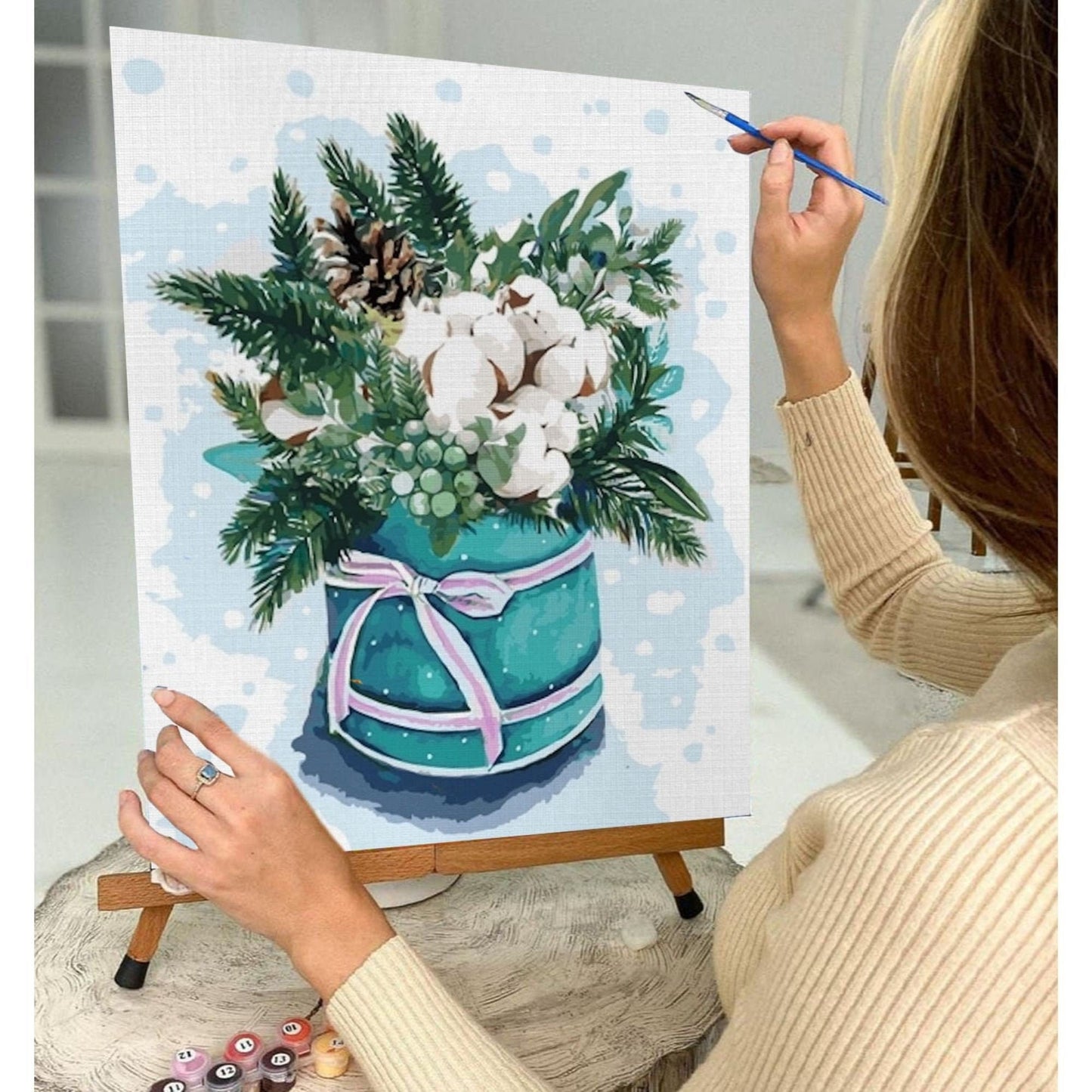 Floral Paint by Number Kit Adult, Flowers Still Life Painting,Easy Beginner Acrylic Paint Kit,Anniversary Gift For Mom, Home Decor Gift