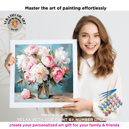 Summer Flowers In Vase PAINT by NUMBER Kit Adults Still Life Vintage Style DIY Painting Easy Beginners Wall Art Housewarming Gift Mom Sister