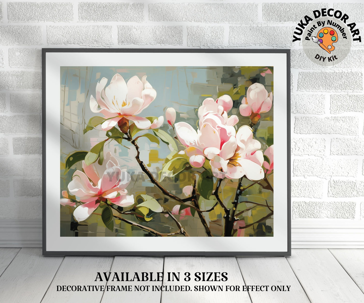 Magnolia Flowers PAINT by NUMBER Kit Adults Garden Landscape DIY Painting Easy Beginners Hobby Wall Decor Birthday Gift for Girlfriend Mom