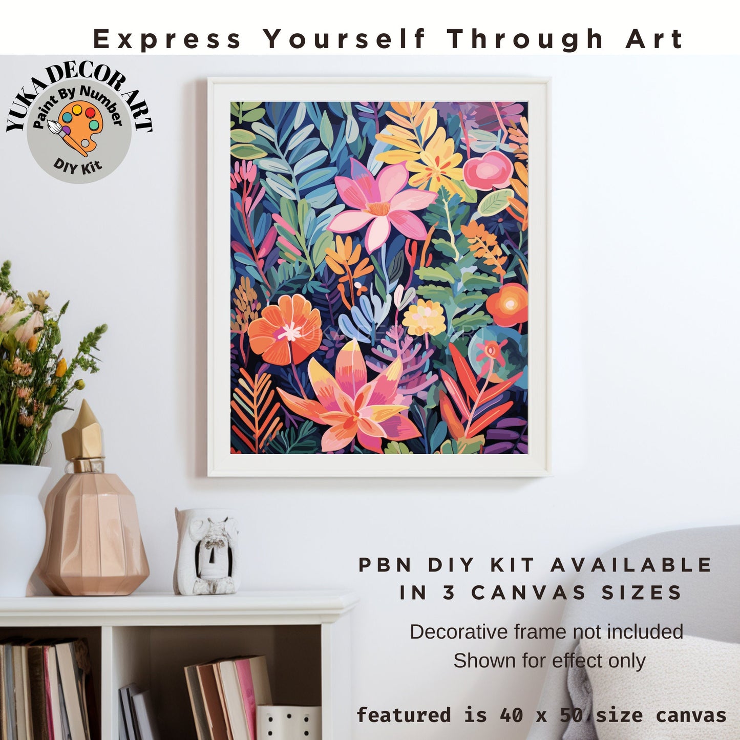 PAINT by NUMBER Kit Adult Modern Flower Spring Garden Colourful Wall Art Easy Beginner Oil Painting DIY Kit Girlfriend Gift