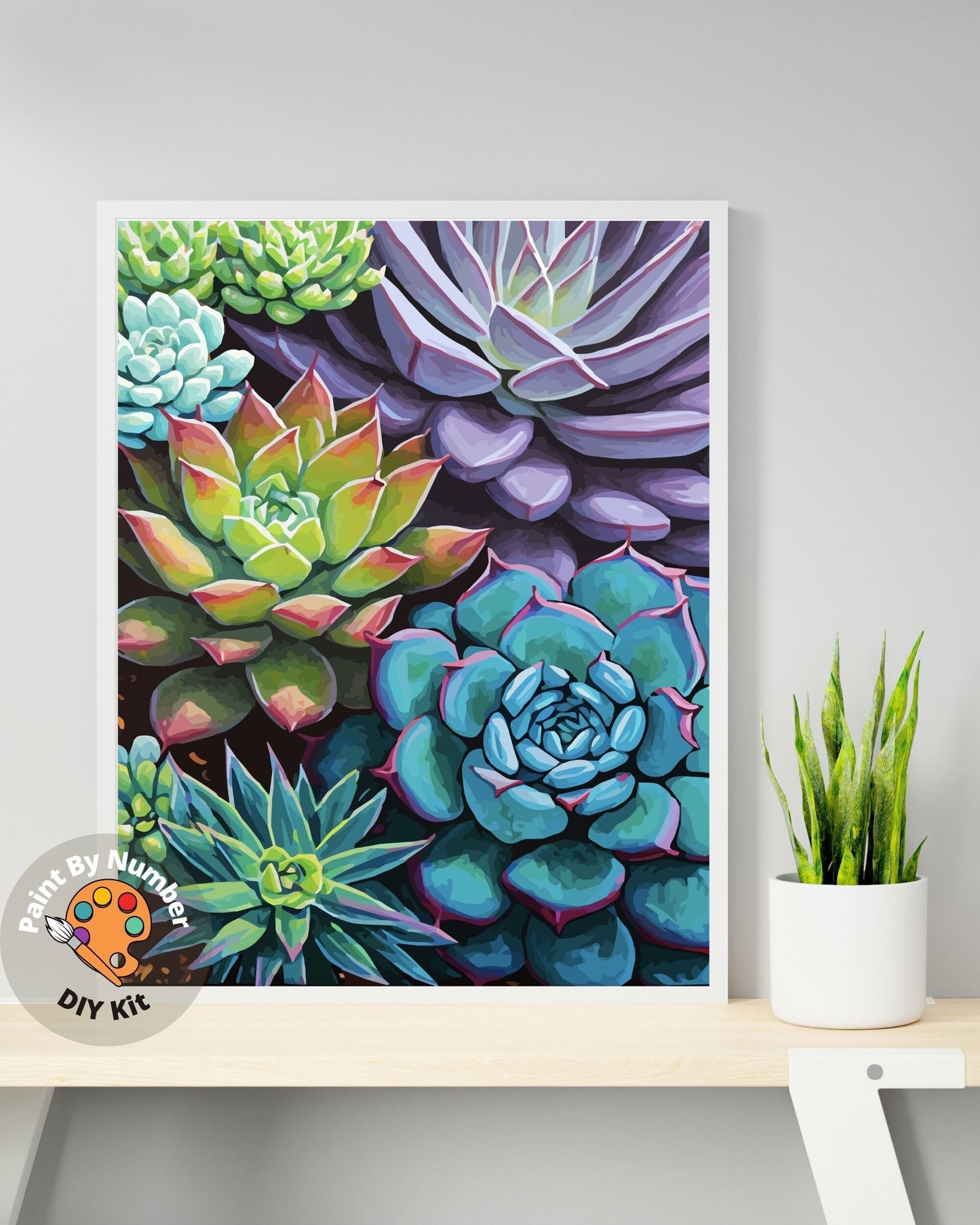 Succulents Garden Paint by Number Kit Adult, Canvas Painting ,DIY Color by Numbers Set, Easy DIY Beginners Painting Kit ,Home Decor