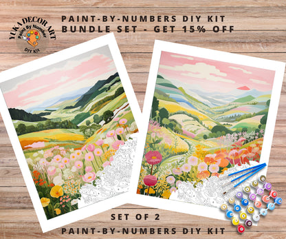 PAINT by NUMBERS Kit Adult | Mountain Landscape  Modern Minimalist Art Beginner Acrylic Painting DIY Kit Gift for Mother Grandma Girlfriend