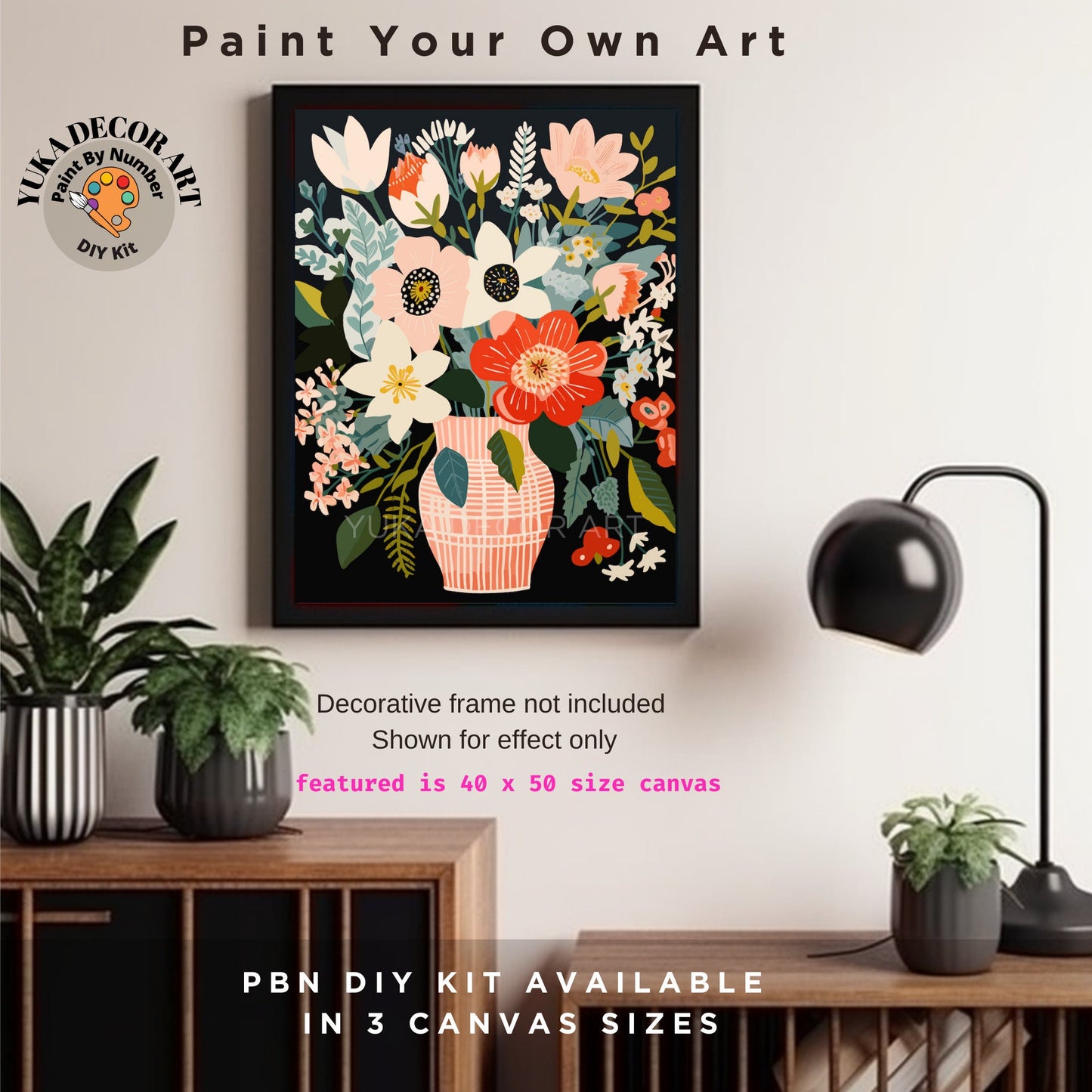 PAINT by NUMBER Kit Adult Spring Flowers StillLife Colourful Wall Art Easy Beginner Acrylic Paint DIY Kit Anniversary Gift