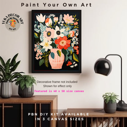 PAINT by NUMBER Kit Adult Spring Flowers StillLife Colourful Wall Art Easy Beginner Acrylic Paint DIY Kit Anniversary Gift