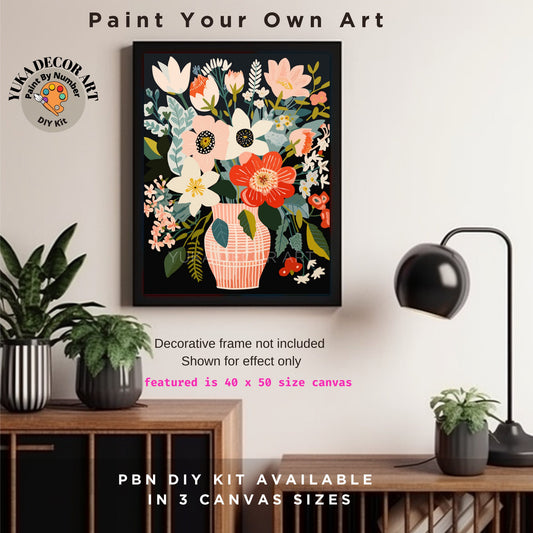 PAINT by NUMBER Kit Adult Spring Flowers StillLife Colourful Wall Art Easy Beginner Acrylic Paint DIY Kit Anniversary Gift