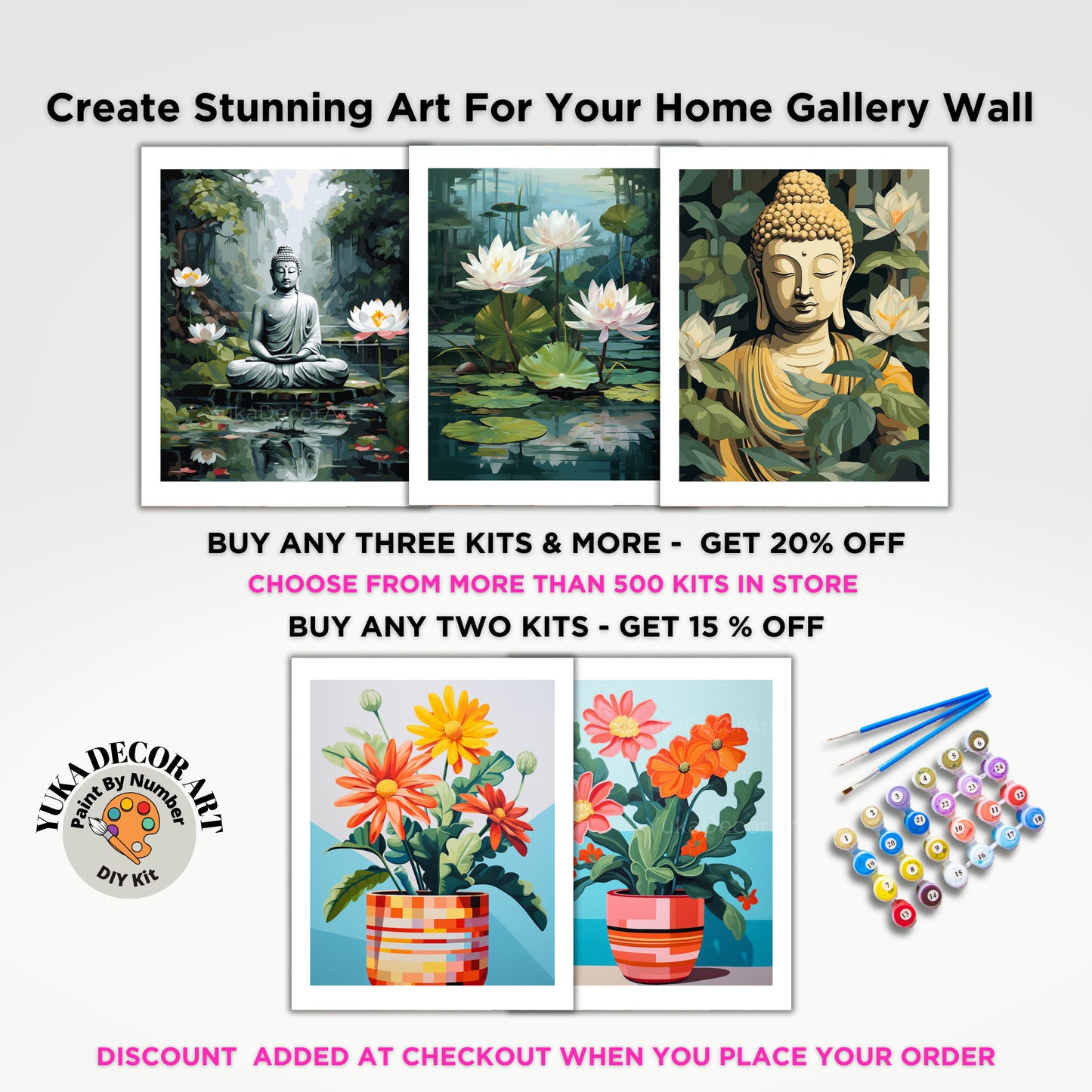 Buddha PAINT by NUMBERS Kit For Adults Serene Lake  White Lotus Flower DIY Pastel Acrylic Paint Kit Zen Meditation Chakra Housewarming Gift