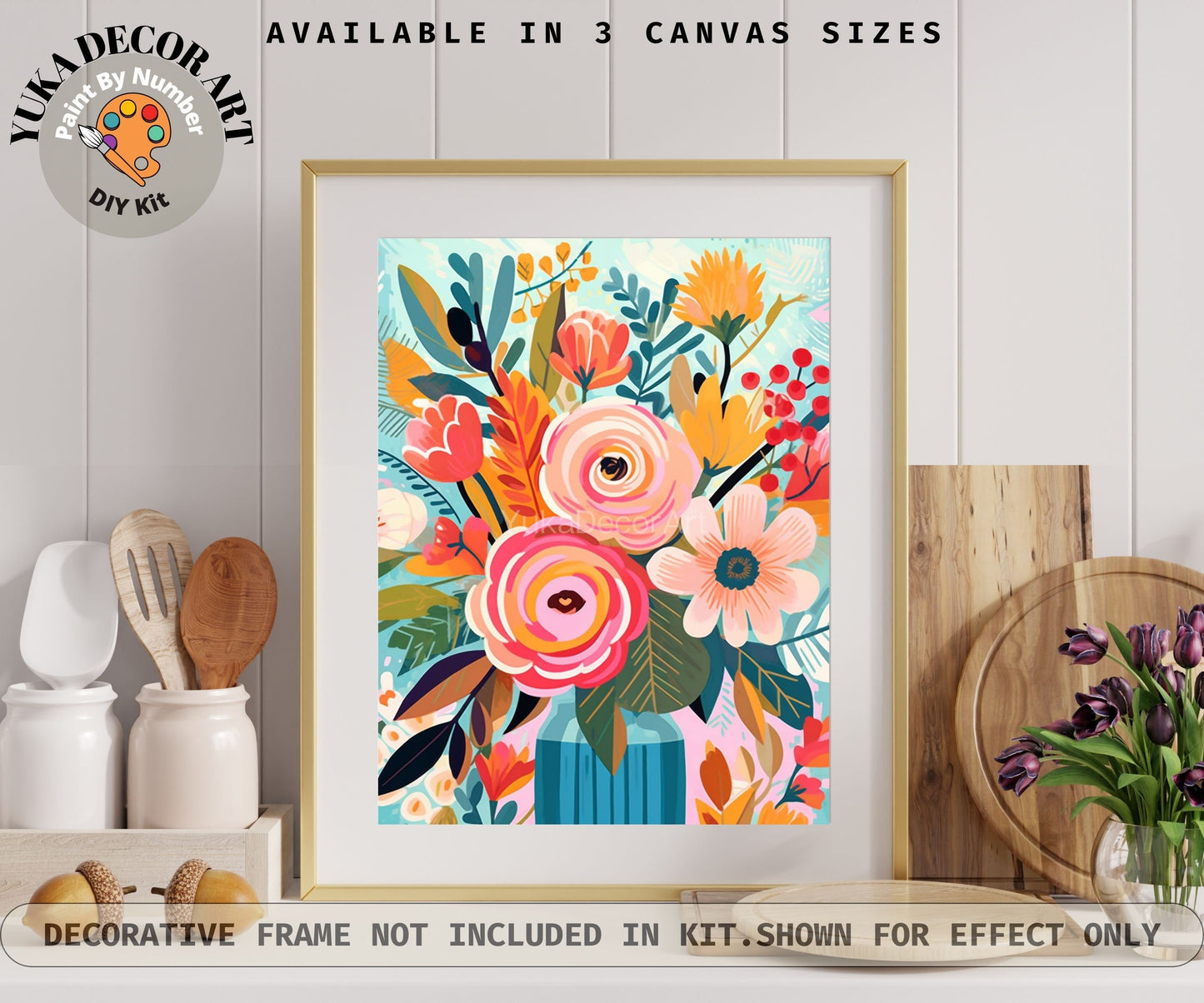 Flower Vase PAINT by NUMBERS Kit for Adults Spring Flowers Painting Easy Beginners Acrylic Paint DIY Wall Art Gift For Mom
