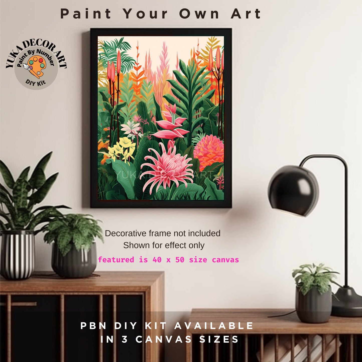 Tropical Forest PAINT by NUMBER Kit Adult Vibrant Leaves Foliage Colors Easy Beginner's Painting DIY Kits Gift for Mom Dad