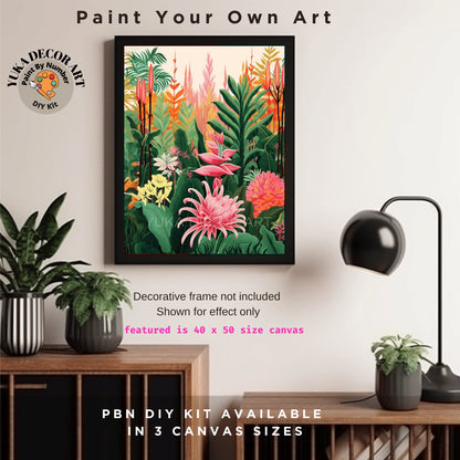 Tropical Forest PAINT by NUMBER Kit Adult Vibrant Leaves Foliage Colors Easy Beginner's Painting DIY Kits Gift for Mom Dad