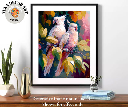 PAINT by NUMBER Kit Adult Pink Parrot DIY Paint Kit Birds In Forest Easy Beginner Acrylic Painting Housewarming Decor Birthday Gift for Mom