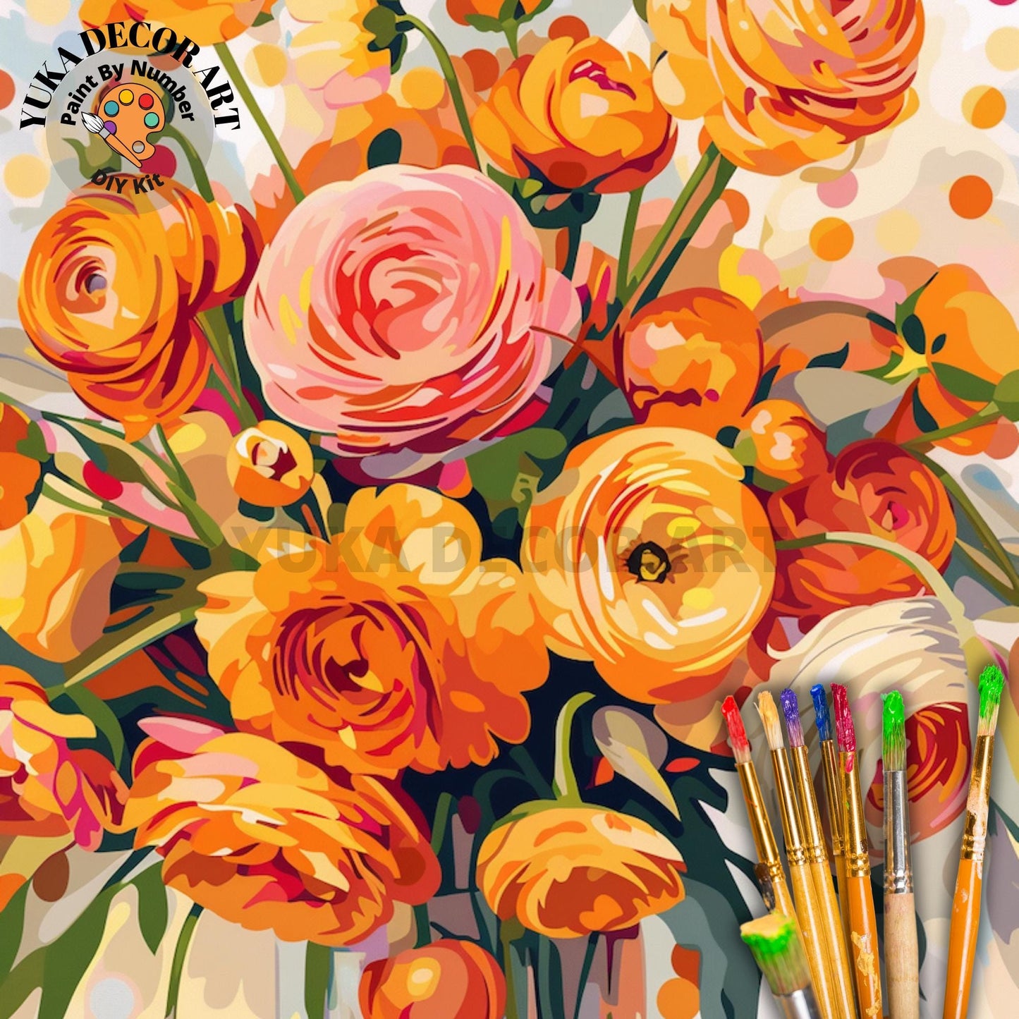 Peach Flowers PAINT by NUMBERS Kit Adult Flowers Painting Easy Beginner Paint Kit Wall Canvas Art Anniversary Gift For Girlfriend Birthday