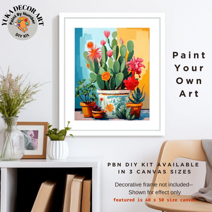 PAINT by NUMBERS Kit for Adults Minimalist Vibrant Cactus Art Easy Beginners Boho Colorful DIY Paint Kit Anniversary Gift