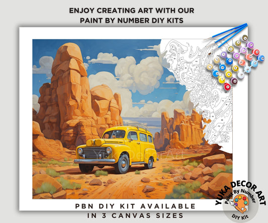 PAINT by NUMBER Kit Adult Desert Landscape Painting Grand Canyon Easy Beginners DIY Paint Kit Cabin Decor Vintage Decor Art Gift Dad Grandpa
