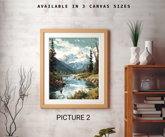 Vintage Style PAINT by NUMBER Kit Adult, Stream River Landscape Art , Beginner Acrylic Painting DIY Kit , Home Decor Gift for Grandparents