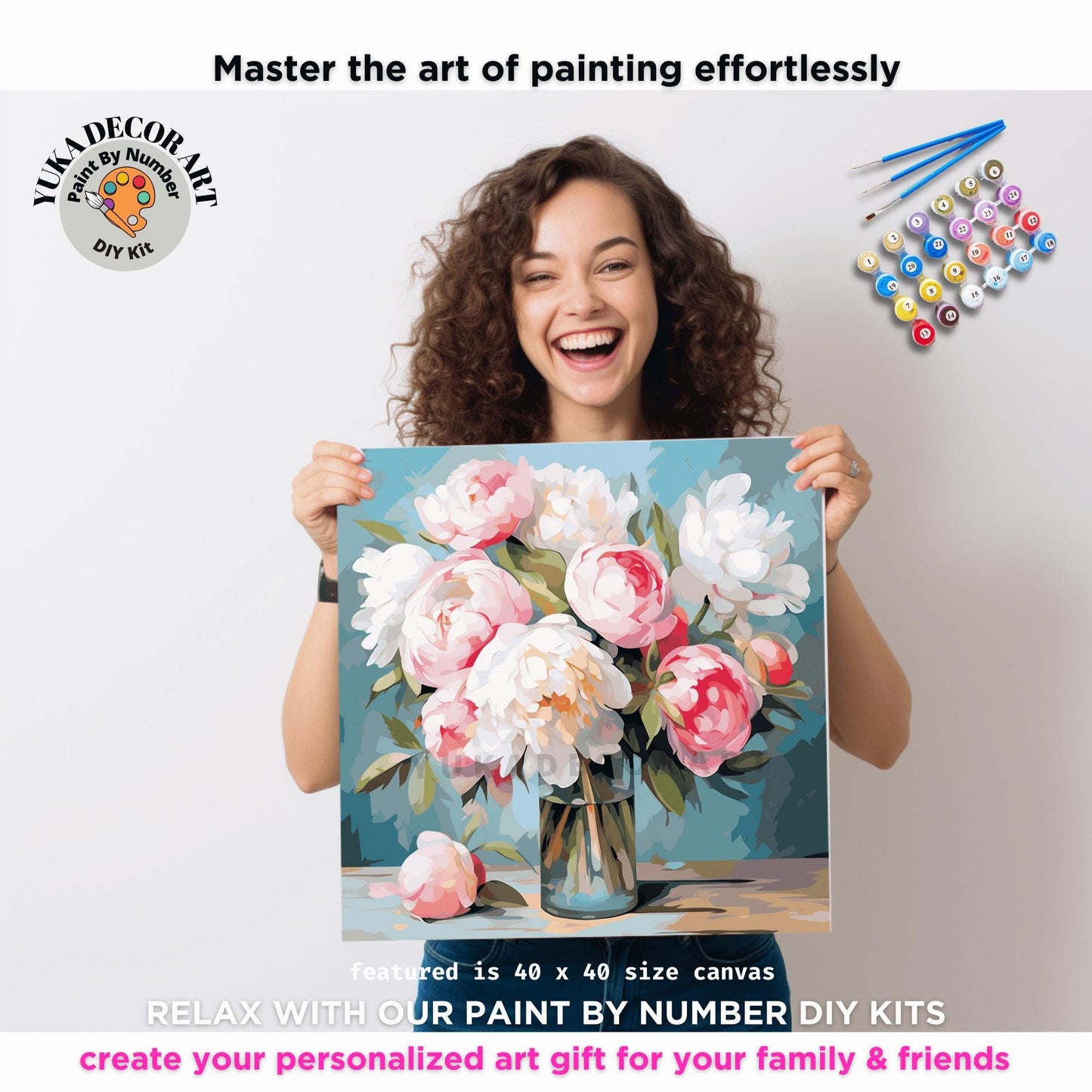 Summer Flowers In Vase PAINT by NUMBER Kit Adults Still Life Vintage Style DIY Painting Easy Beginners Wall Art Housewarming Gift Mom Sister