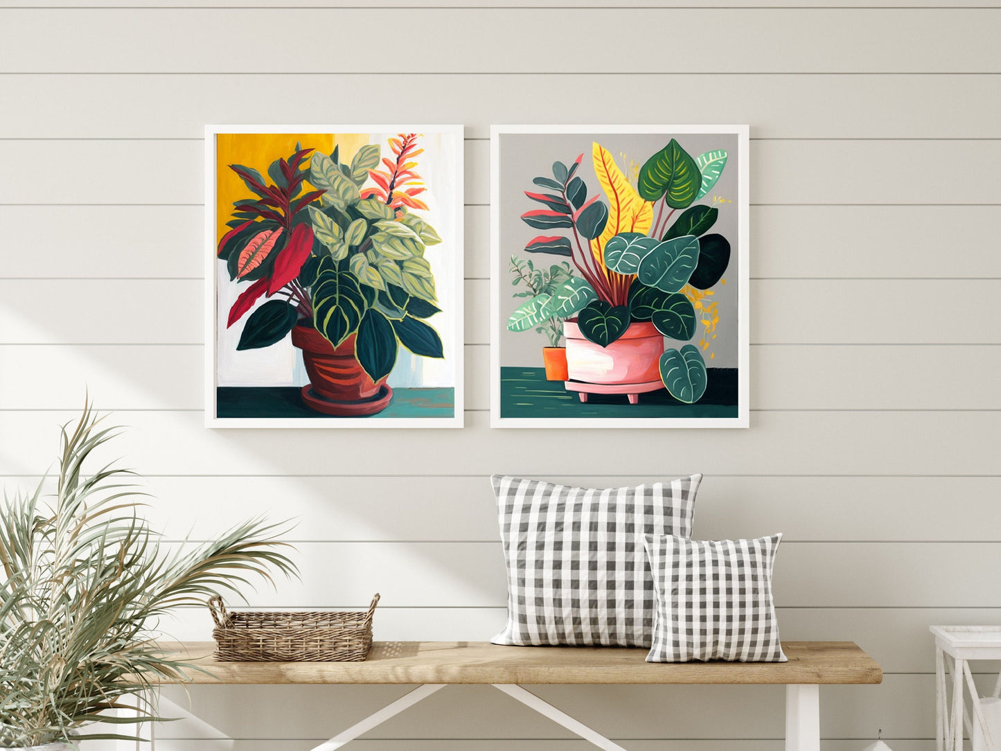 PAINT by NUMBERS Adult ,House Plants In Rustic Container , Easy DIY Beginners Paint Kit , Wall Art Gift for Aunt Grandmom