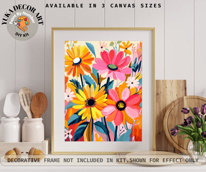 Daisies PAINT by NUMBER Kit for Adults Spring Flowers Paint Kit Easy Beginners Acrylic Paint DIY Kit Wall Gift For Mom Aunt