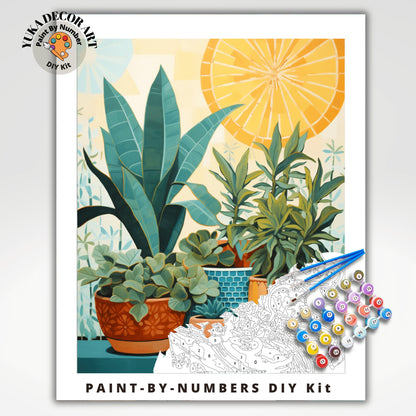 Midcentury Plants PAINT by NUMBERS Diy Kit Adult Boho Minimalist Art Easy Beginner DIY Painting Kit Gift Mom Dad Girlfriend