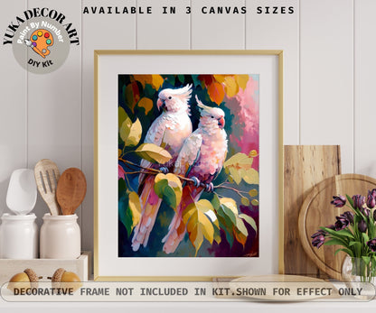 PAINT by NUMBER Kit Adult Pink Parrot DIY Paint Kit Birds In Forest Easy Beginner Acrylic Painting Housewarming Decor Birthday Gift for Mom