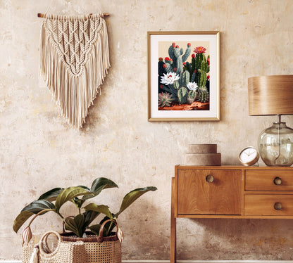 Cactus Flowers PAINT by NUMBER Kit Adults Botanical Art Easy Beginners Acrylic Paint DIY Kit Living Wall Art Ranch Decor Gift for Mom Friend