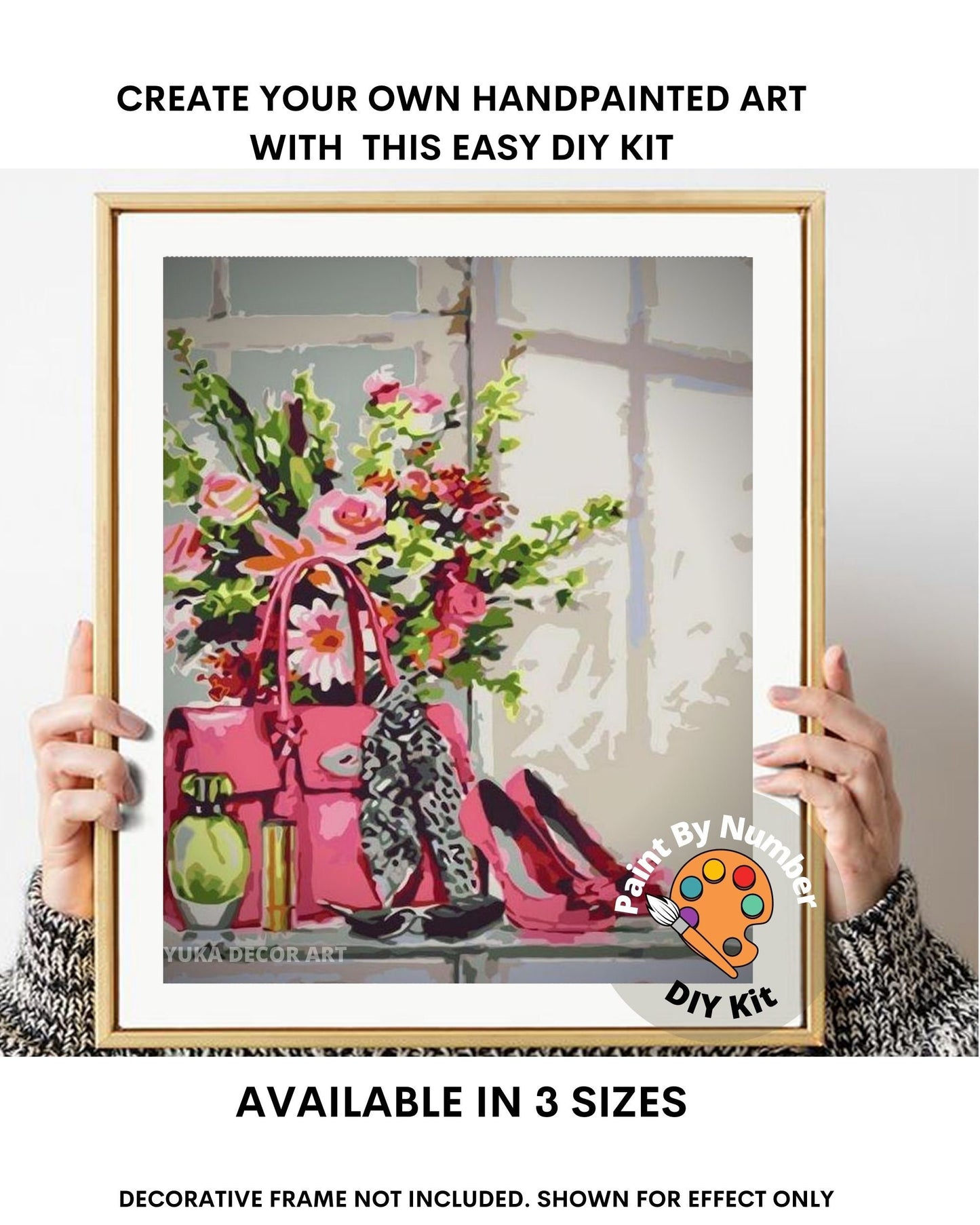 Spring Flowers Paint by Number Kit Adult, Floral Still Life Painting,Easy Beginner Acrylic Paint Kit,Gift For Mom, Home Decor Gift