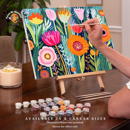 Flowers PAINT by NUMBERS Kit for Adults  Modern Boho Whimsical Art Easy Beginner Acrylic Paint DIY Kit Wall Art Gift for Grandma Girlfriend