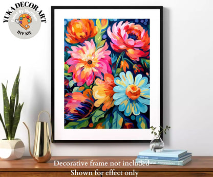 Garden Flowers PAINT by NUMBER Kit for Adults Spring Floral Painting Easy Beginners Acrylic Paint Kit Wall Decor Mom Gift | Code: FL2307116