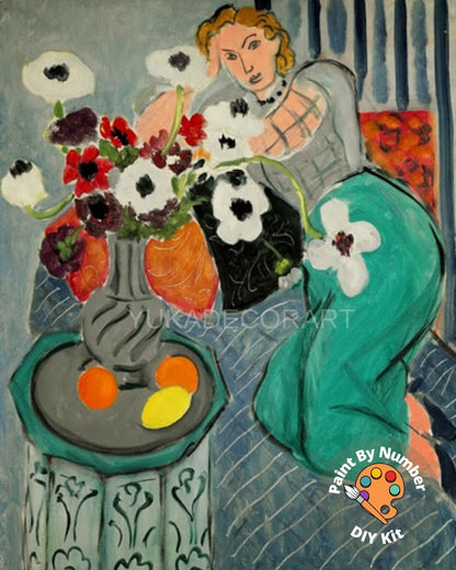 Henri Matisse PAINT by NUMBER Kit for Adults , Woman On Couch,Easy Beginners Acrylic Paint DIY Kit ,Living Bedroom Wall Art Decor