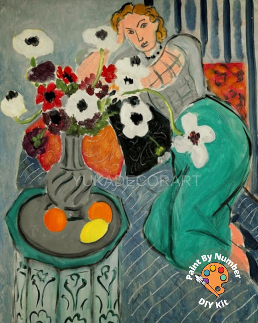 Henri Matisse PAINT by NUMBER Kit for Adults , Woman On Couch,Easy Beginners Acrylic Paint DIY Kit ,Living Bedroom Wall Art Decor