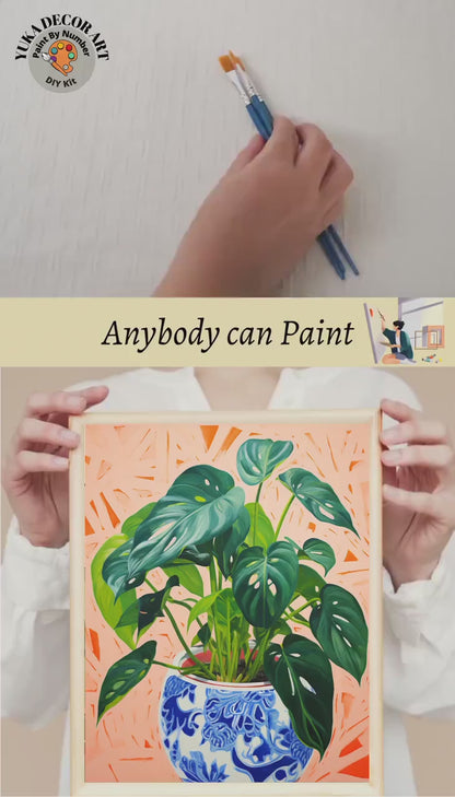 Indoor Plant PAINT by NUMBERS Kit for Adults Minimalistic Chic DIY Painting Easy Beginners Hobby Painting Kit Wall Art Gift Mum Plant Lover
