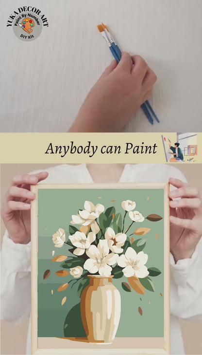 Flowers PAINT by NUMBER Kit for Adults Modern Vase Still Life DIY Painting Easy Beginners Paint Hobby Kit Living Wall Decor Art Mom Gift