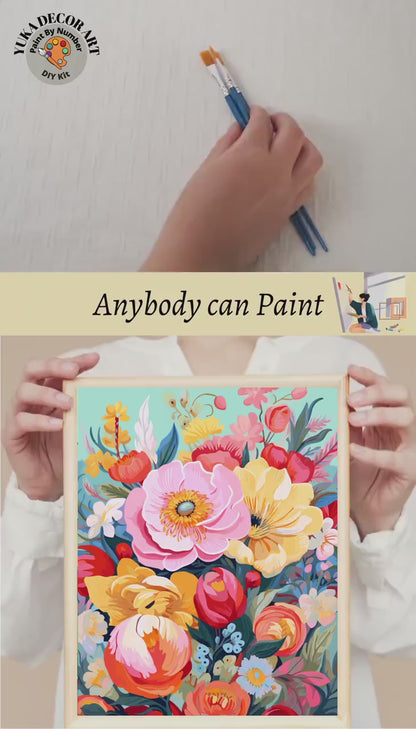 Flowers PAINT by NUMBER Kit for Adults Wildflowers Garden DIY Painting Chic Floral Easy Hobby Kit Wall Decor Art Gift Wife