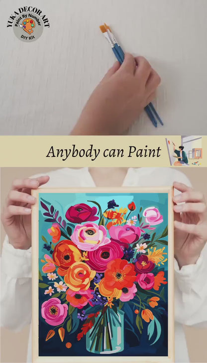 Flowers PAINT by NUMBER Kit for Adults  Flowers Vase Modern Still Life DIY Painting Easy Hobby Kit Wall Decor Art Mom Gift