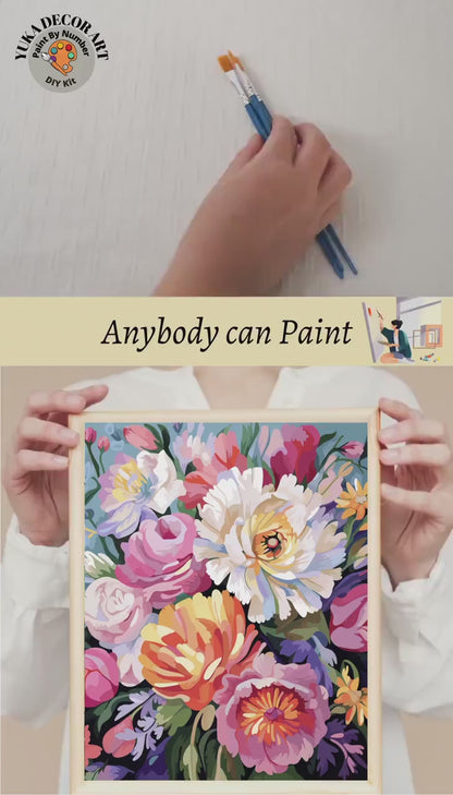 PAINT by NUMBERS Diy Kit Adult Garden Flowers Colourful Wall Art Easy Beginner Acrylic Painting Kit Grandma Mom Aunt Gift
