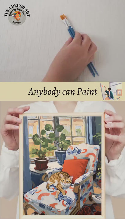 Vintage Art Inspired Cat PAINT by NUMBER Kit Adult Painting DIY Art Kit by Numbers Easy Beginners Birthday Gift For Friend Sister Wife Mom