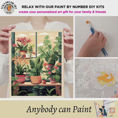 PAINT by NUMBER Kit For Adults Plants Minimalist Boho Ranch Decor Print DIY Painting Easy Beginners Paint Kit Plant Lover Gift For Grandmom