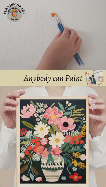 Floral Modern PAINT by NUMBER Kit Adults Still life Vase Flowers DIY Painting Easy Acrylic Paint Kit Living Wall Art  Gift