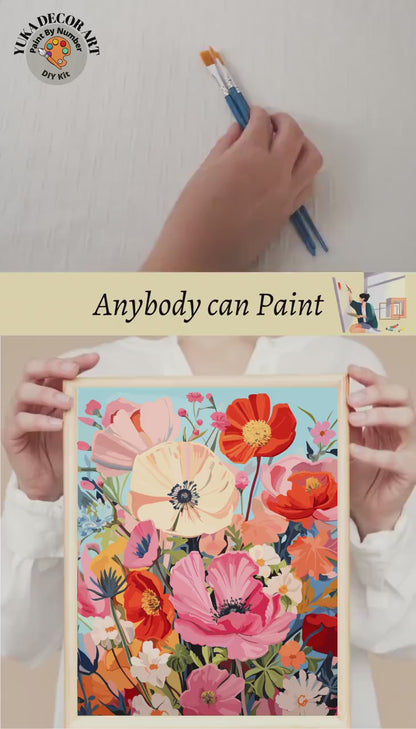 Flowers PAINT by NUMBER Kit for Adults Wildflowers Garden DIY Painting Floral Easy Beginners Hobby Kit Wall Decor Art Gift | Code: FL2309150