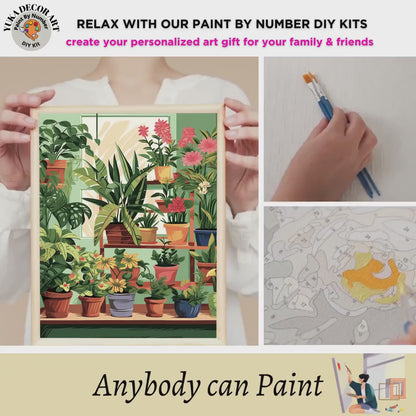 PAINT by NUMBER Kit For Adults Plants Minimalist Boho DIY Painting Easy Beginners Paint Kit Plant Lover Gift Farmhouse Decor Housewarming