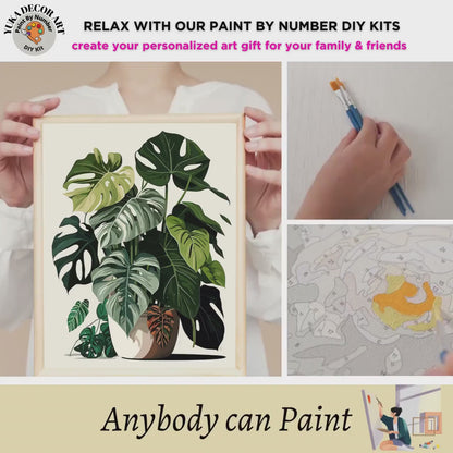 Plant DIY PAINT by NUMBERS Adult Kit HousePlants Still Life Art Beginners Easy Painting Canvas Custom Gift For Plant Lover Mom Grandma Wife