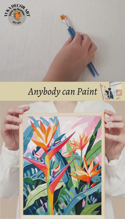 PAINT by NUMBER Adult Tropical Garden Flower Modern Watercolor Wall Art Easy Beginner Acrylic Paint DIY Kit Mothersday Gift |Code: FL2309111