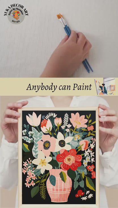 PAINT by NUMBER Kit Adult Spring Flowers StillLife Colourful Wall Art Easy Beginner Acrylic Paint DIY Kit Anniversary Gift