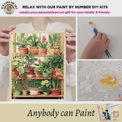 PAINT by NUMBER Kit For Adults Plants Minimalist Boho Decor Print DIY Painting Easy Beginners Paint Kit Plant Lover Gift