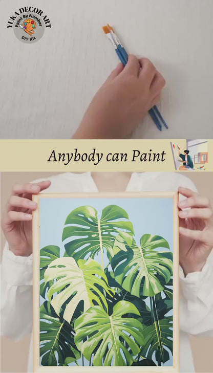 Monstera PAINT by NUMBERS Adult ,Home Indoor Plants Still life ,Beginners Easy Paint Kit DIY Wall Decor Gift  Mom Grandmom