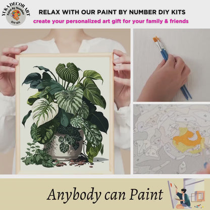Easy PAINT by NUMBERS Adult House Plants Container DIY Beginners Painting Kit Wall Art Botanical Boho Plant Art Custom Kit  Gift Mom Grandma