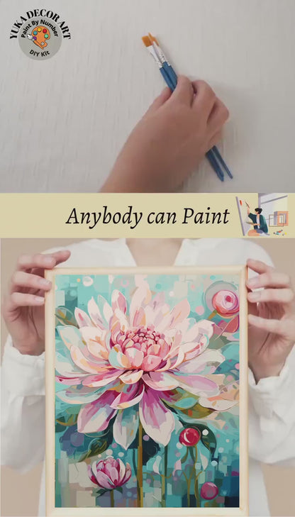 PAINT by NUMBERS Diy Kit Adult Garden Pink Flower Watercolor Wall Art Easy Beginner Acrylic Painting Kit Grandma Mom Gift | Code: FL2309131